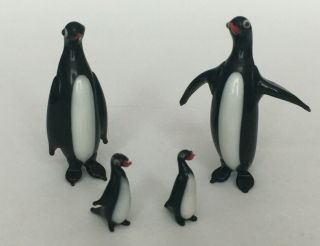 Vintage " Murano " Blown Glass Miniature Penguin Figurines