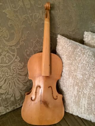 Solid Wood Vintage Carved Violin Form For Decor