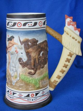 “the Buffalo Hunt” By Gregory Perillo Hand Painted Ltd.  Ed.  Stein Fine Porcelain