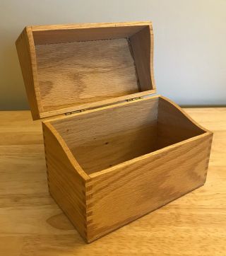 Vintage Oak Recipe File Box Finger Jointed Index Card Box