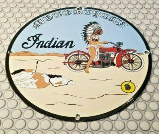 Vintage Indian Motorcycles Porcelain Chief Gas Service Auto Bike Parts Sign