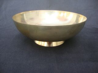 Antique Peerage Solid Brass Bowl England 10 " Mid Century Modern Fruit Gold Color