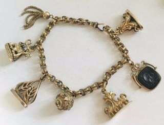 Antique Victorian Gold Filled Watch Fob Charm Bracelet