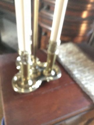 Vintage Stiffel Brass Bouillotte 3 Candle Desk Table Lamp Artemis Shade 2