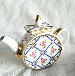 Delton Products Mini Teapot,  Cup and Saucer Set gold trim,  mini cup and pot 3