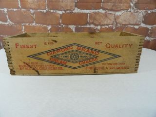 Vintage Diamond Brand Cream Cheese Wooden Box Somerville & Boston Decor Cool
