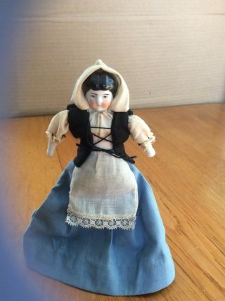 Vintage Evangeline Doll 5 3/4 " Porcelain/cloth Pre - Owned W/stand 1940