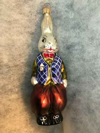 Vintage Christopher Radko Christmas Easter Glass Ornament Billy Bunny 96 - 097 - 1