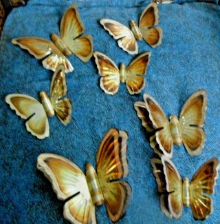 7 Vintage Home Interior Homco Brass Butterflies Wall Accent