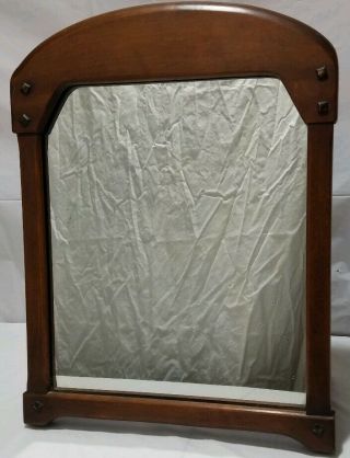 Vintage Wooden Arts And Crafts Style Table Top Mirror