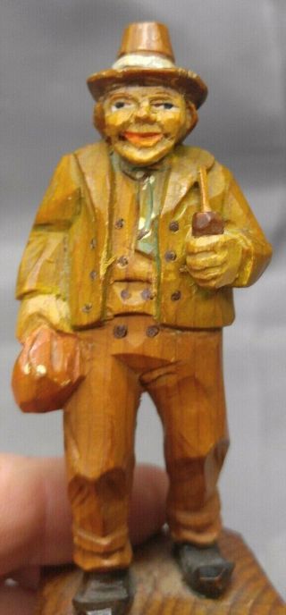 Antique Old Vintage Hand Carved Wooden Figure Man Hobo Tramp Wood Carving