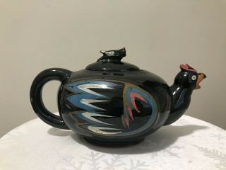 Vintage Rooster Chicken Teapot Black Chicken Rooster Teapot Rooster Tea Pot