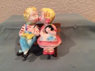 Vintage Kissers On Bench Salt And Pepper Shakers