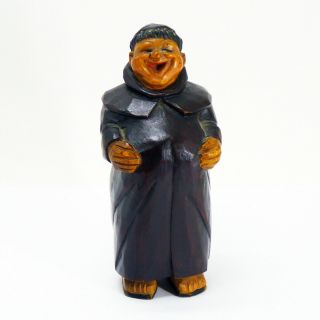 Vintage Hand Carved Wood German Black Forest Monk Friar Figure