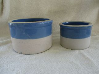 Vintage Blue & White Stoneware Crocks,