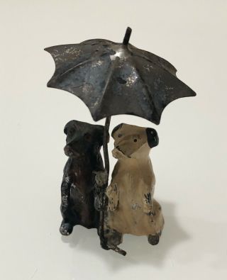 Vintage Heyde Germany 1930s Lead Novelty Two Dogs With An Umbrella