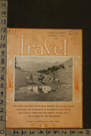 1921 Blackfeet Indian Glacier National Park Travel Mag Cover Art Wa57