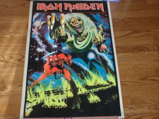 Vintage Iron Maiden Number Of The Beast Black Light Poster 23x35