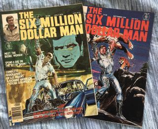 The Six Million Dollar Man Set Of 2 Usa Magazines Rare Neal Adams 1976
