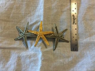 Maurice Milleur Starfish Hair Clip With Pewter,  Approx.  4 In X 2 In.