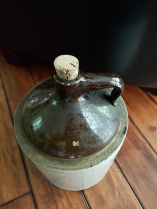 Vintage 2 Gallon Brown Stoneware Jug 2 GALS Shoulder Crock Antique 2 2