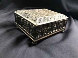 Antique J.  B.  Jennings Brothers Brass Jewelry Trinket Box With Feet Ornate