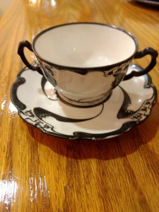 Vintage French Porcelain Tea Cup Saucer J.  P.  L.