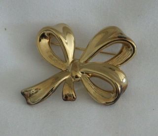 Vintage Designer Signed Carla 14k Yellow Gold Bow Brooch Pin 5.  75 Grams