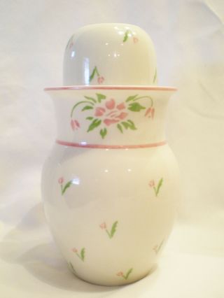Vintage Pink Floral Ceramic Bedside Water Carafe Decanter & Cup Teleflora
