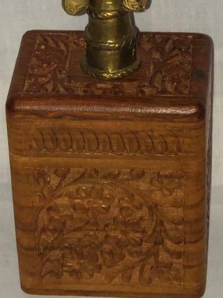 Vintage Carved Wooden & Brass Egyptian Ram Goat Pagan God Playing Cards Box LOOK 3