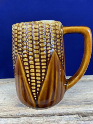 Vintage Terrace Ceramics Maize - Ware Brown Drip Corn Mug