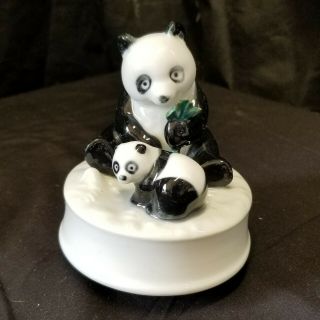 Cute Porcelain Otagiri Japan Panda Music Box