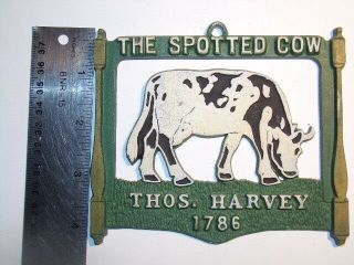 Vintage Aluminum The Spotted Cow Thos.  Harvey 1786 Wall Plaque