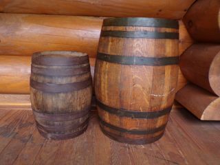 2 Antique Vintage Rustic Wood Oak Beer Whiskey Wine Keg Barrel 16 