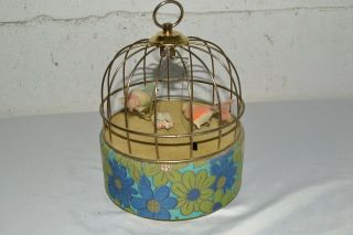 Vintage Mechanical Birdcage Moving Bird In Cage Music Jewelry Box -