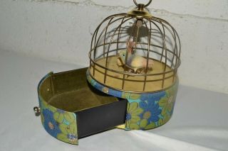 Vintage Mechanical Birdcage Moving Bird In Cage Music Jewelry Box - 2
