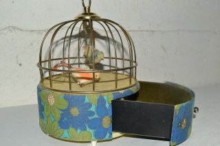 Vintage Mechanical Birdcage Moving Bird In Cage Music Jewelry Box - 3