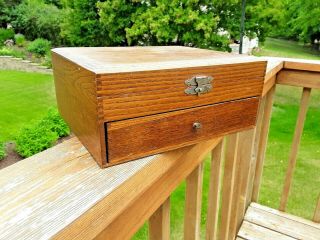 Antique Vintage Oak Wood Box With Drawer Wooden Desk Box Wooden Jewelry Box