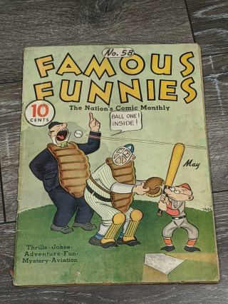 May 1939 Famous Funnies No.  58 Golden Age Comic - Baseball
