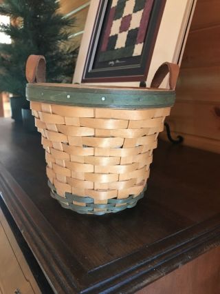 Longaberger Golf Club 2000 Basket With Leather Handles Protector Liner Signed