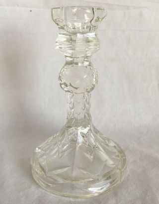Art Deco Glass Candle Stick Holder Flower 13.  5cm Single