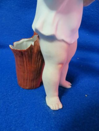 vintage porcelain bisque match holder,  child as a Bobby writing ticket 3