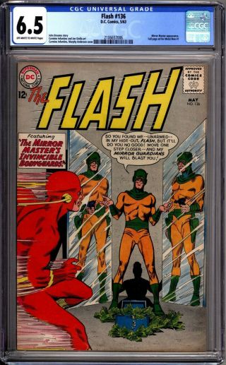 Flash 136 Cgc Graded 6.  5 Fn,  1st Appearance Dexter Miles Dc Comics 1963