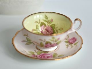 Eb Foley Roses Floral Teacup And Saucer Pink And Yellow Bone China