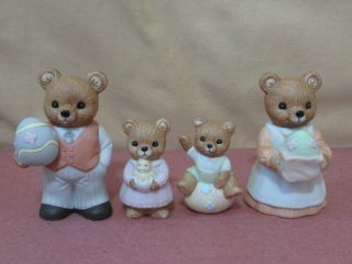 Vintage Homco Easter Teddy Bear Family Set Of 4 1430