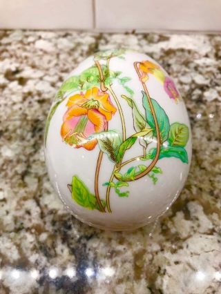 France Rochard Limoges Castel Vintage Trinket Box Oval Egg Shaped Flower Rare