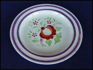 Antique Staffordshire 7 5/8 " Plate Kings Rose Leeds Pink Luster Hand Painted