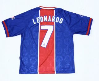 Vintage PSG 1996 - 97 Home Football Shirt Nike No.  7 Leonardo Mens Large 2