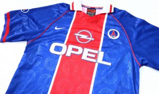 Vintage PSG 1996 - 97 Home Football Shirt Nike No.  7 Leonardo Mens Large 3