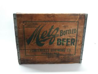 Vintage Metz Bottled Beer Brewery Advertising Wooden Crate Box Robin Hood Logo